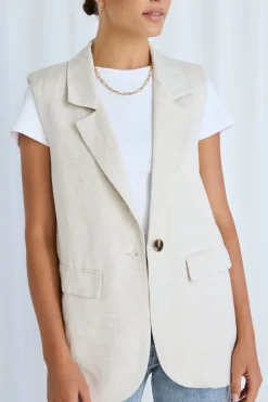 Stories be Told Vancouver Natural Linen Viscose Longline Vest