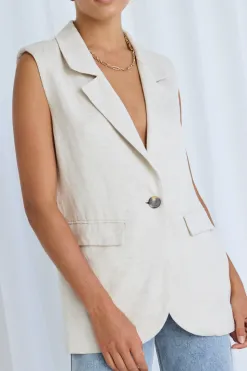 Stories be Told Vancouver Natural Linen Viscose Longline Vest