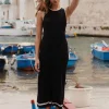 Stories be Told Vanity Black Rib Sleeveless Knit Maxi Dress