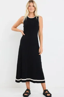 Stories be Told Vanity Black Rib Sleeveless Knit Maxi Dress