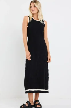 Stories be Told Vanity Black Rib Sleeveless Knit Maxi Dress