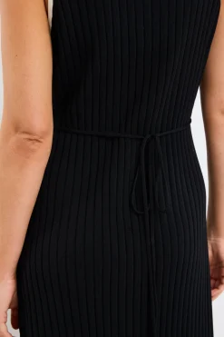 Stories be Told Vanity Black Rib Sleeveless Knit Maxi Dress