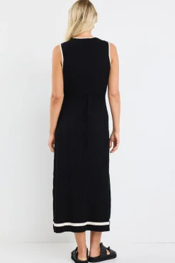 Stories be Told Vanity Black Rib Sleeveless Knit Maxi Dress