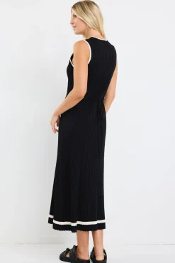 Stories be Told Vanity Black Rib Sleeveless Knit Maxi Dress