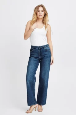 Pulz Jeans Vega Medium Blue High Wide Jean