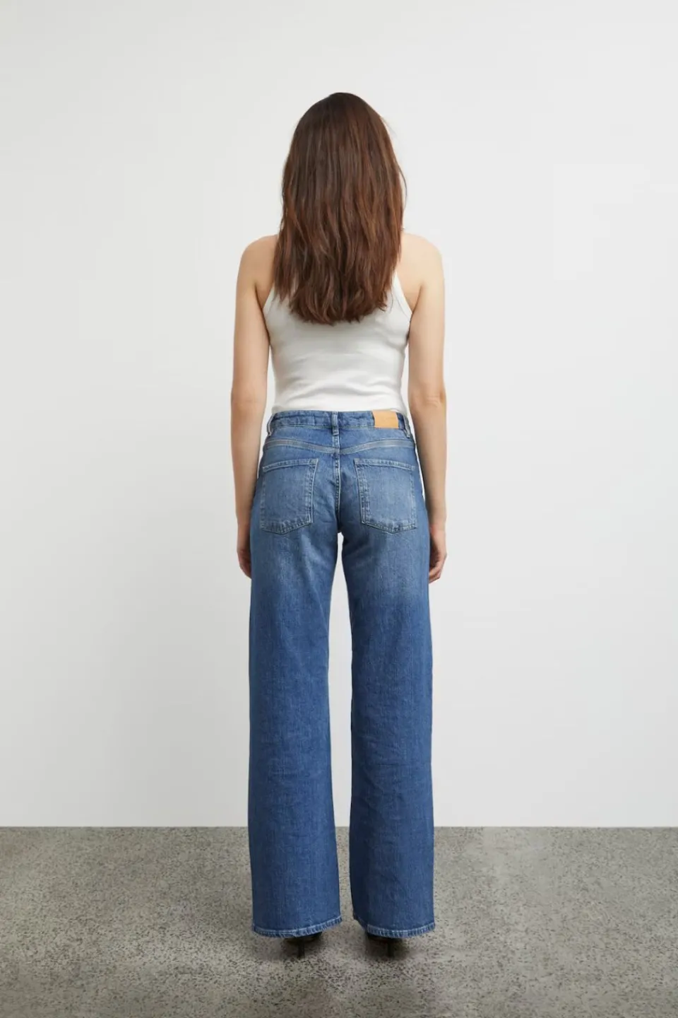 Pulz Jeans Vega Medium Blue High Wide Jean
