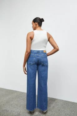 Pulz Jeans Vega Medium Blue High Wide Jean