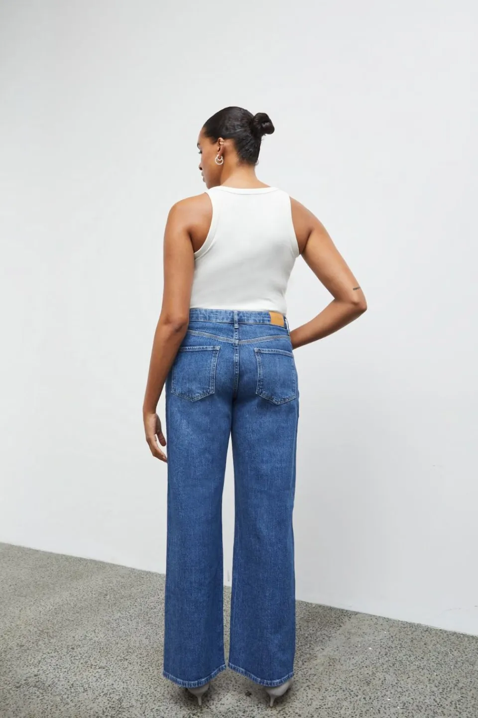 Pulz Jeans Vega Medium Blue High Wide Jean