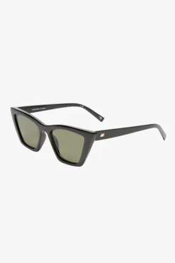Le Specs Velodrome Black Cat Eye Brown Mono Lens Sunglasses