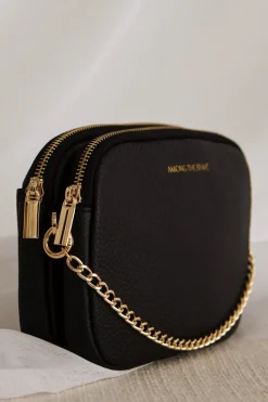 Among the Brave Venice Black Leather Double Pouch Bag