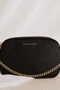 Among the Brave Venice Black Leather Double Pouch Bag