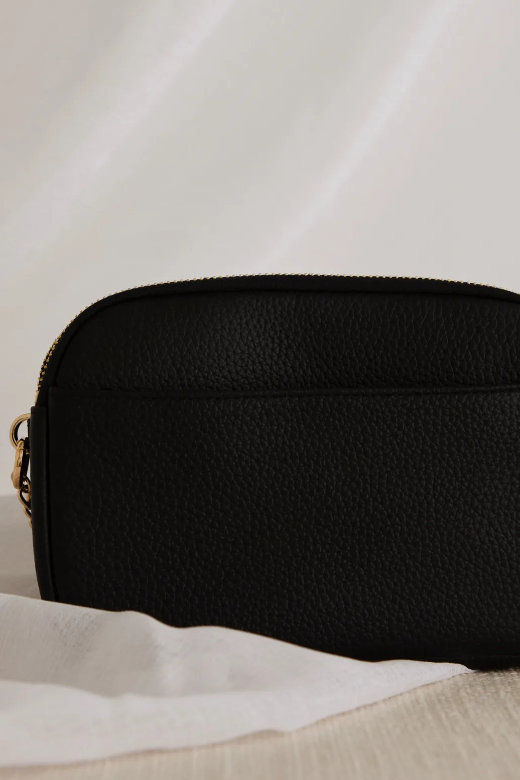 Among the Brave Venice Black Leather Double Pouch Bag