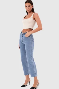 Abrand Jeans Venice Light Blue Ema Straight Denim Jean
