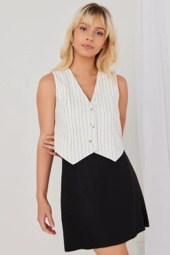 RE:UNION Label Veritable White Pinstripe Linen Vest