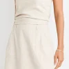 Love Lulu Verve Natural Pocket Front Linen Blend Mini Skirt