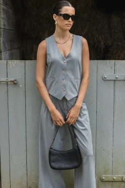 Stories be Told Vice Grey Pinstripe Pleat Front Manstyle Wide Leg Pant
