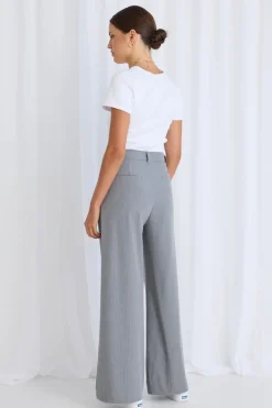 Stories be Told Vice Grey Pinstripe Pleat Front Manstyle Wide Leg Pant
