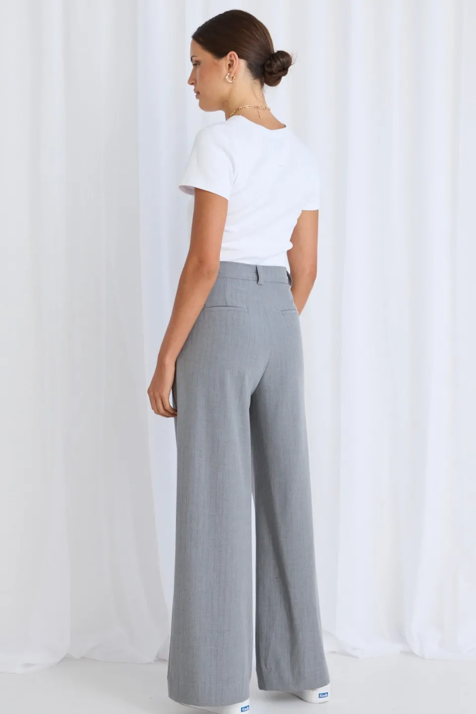 Stories be Told Vice Grey Pinstripe Pleat Front Manstyle Wide Leg Pant