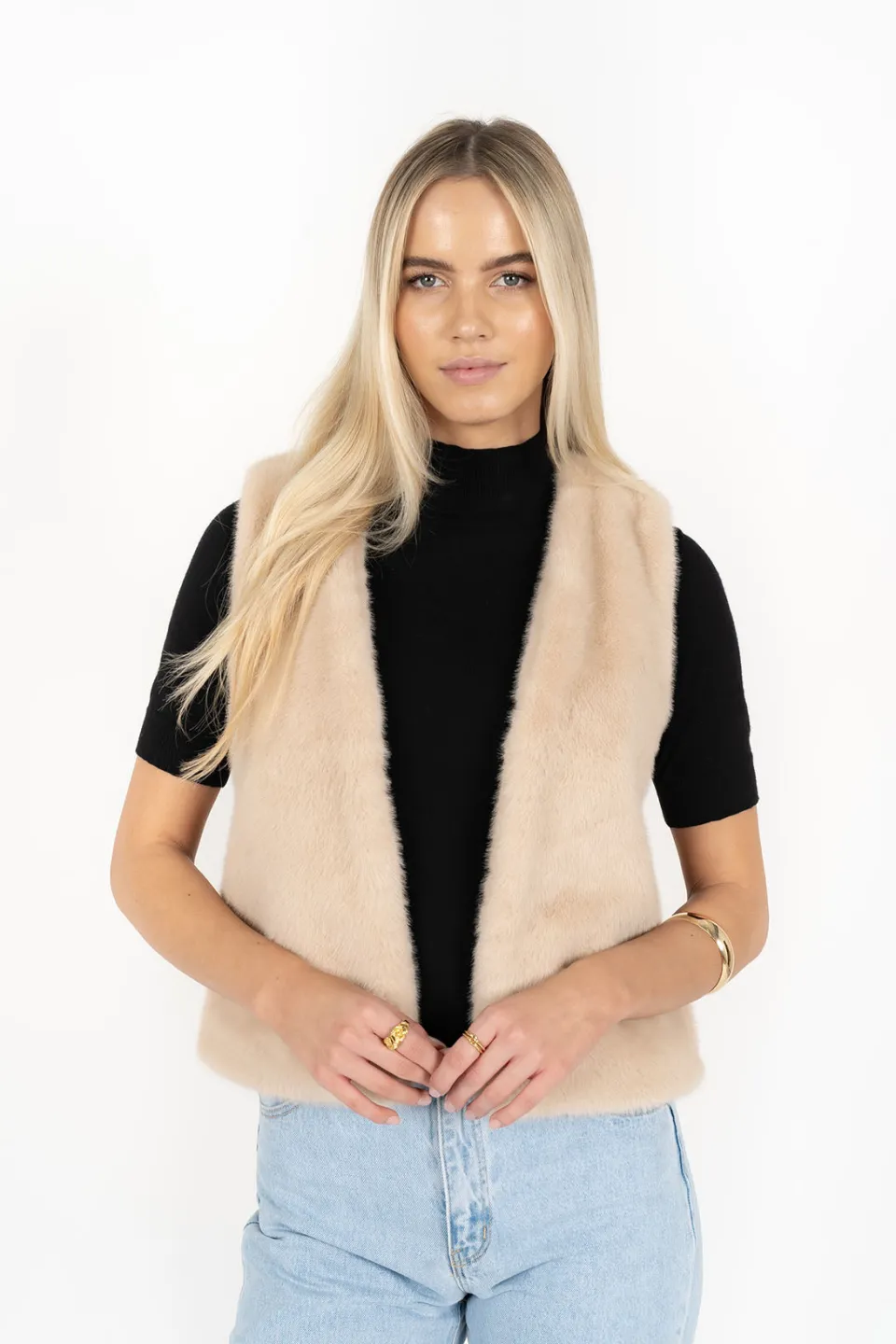 Humidity Lifestyle Vienna Latte Faux Fur Vest