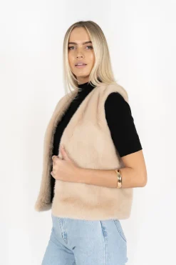 Humidity Lifestyle Vienna Latte Faux Fur Vest