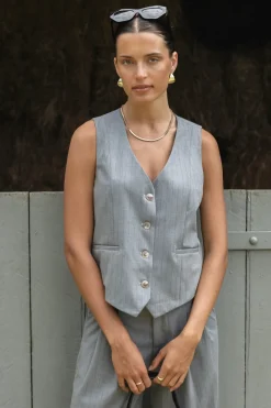 Stories be Told Virtue Grey Pinstripe Vest