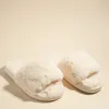 Love Lulu Warm Cream Fluffy Slippers