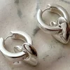 Pilgrim Wave Recycled Chunky Heart Hoops Silver Plated EOL Earrings