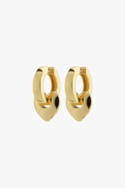 Pilgrim Wave Recycled Chunky Heart Hoops Gold Plated EOL Earrings