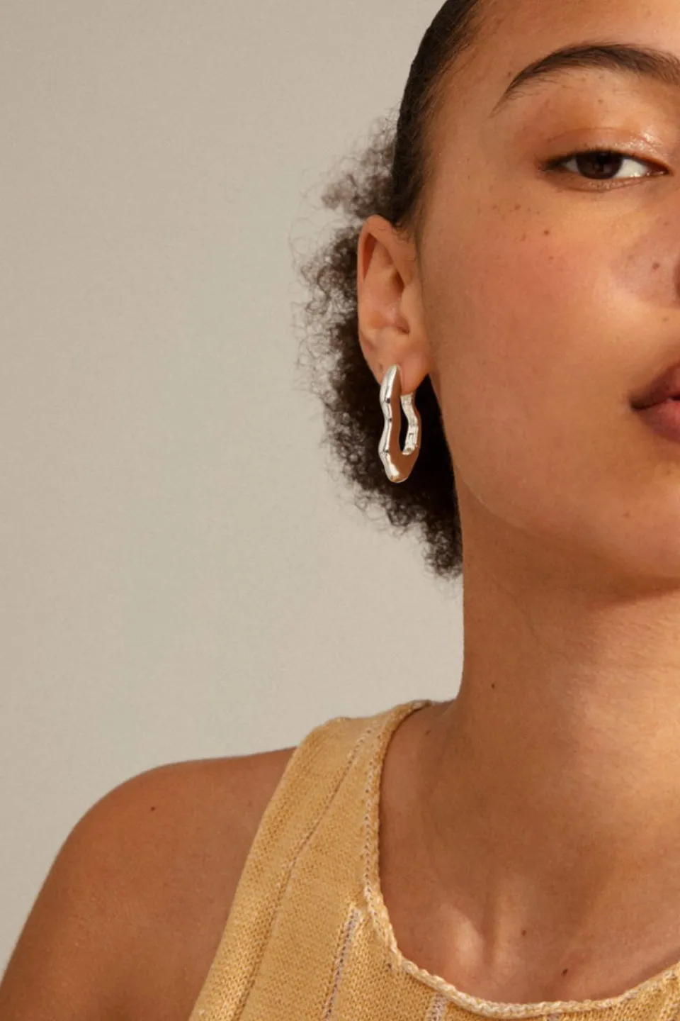 Pilgrim Wave Recycled Wavey Hoops Silver-Plated EOL Earrings