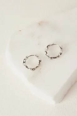 Humble + Heart Wavey Hoop Rhodium Earrings