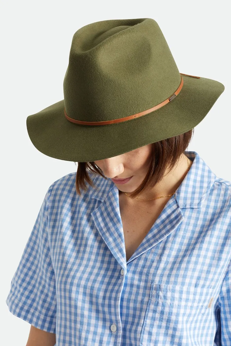 Brixton Wesley Fedora Military Olive Wool Felt Hat