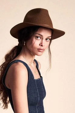 Brixton Wesley Packable Fedora Coffee Hat