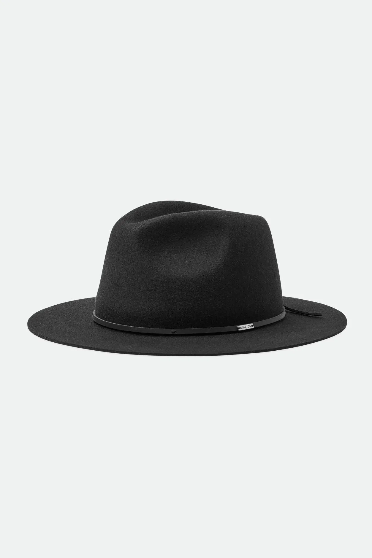 Brixton Wesley Washed Black Fedora Wool Felt Hat