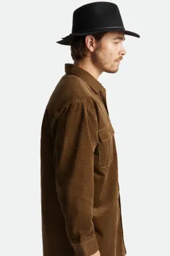 Brixton Wesley Washed Black Fedora Wool Felt Hat