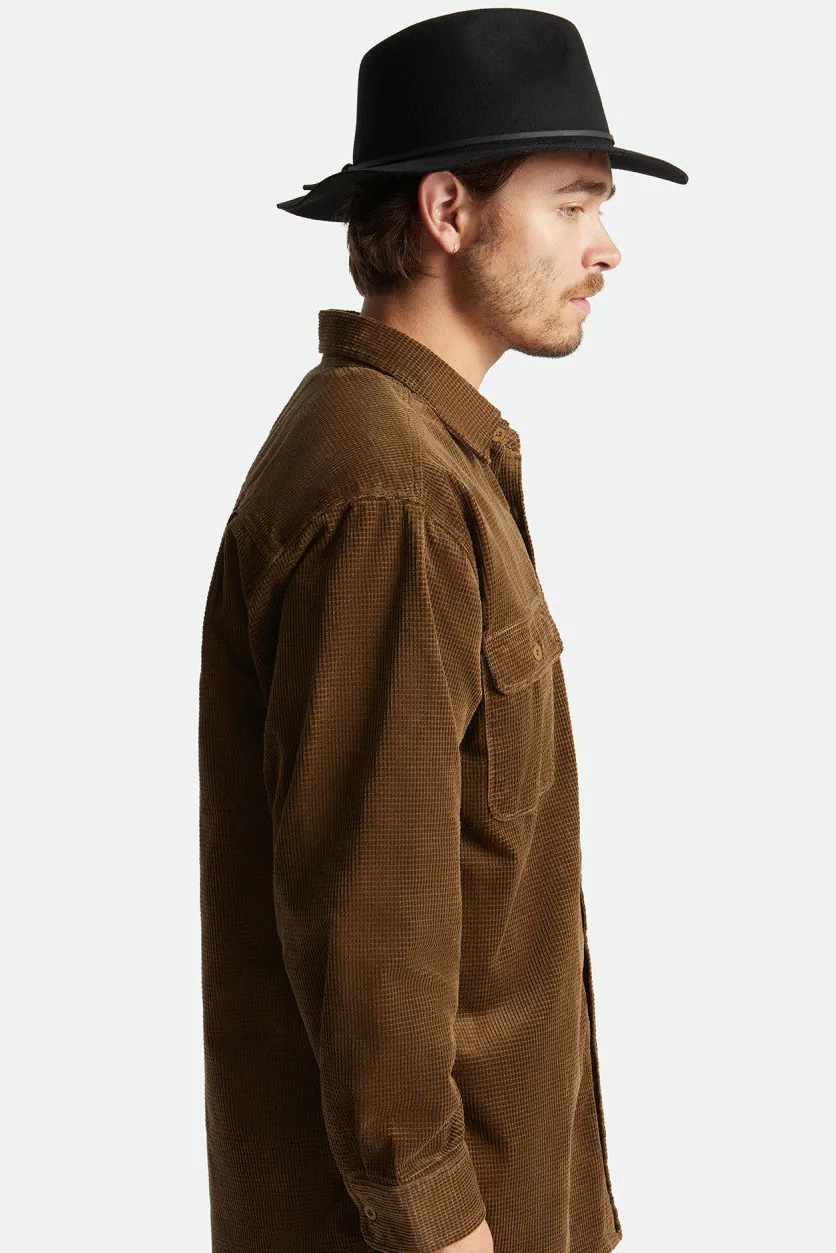 Brixton Wesley Washed Black Fedora Wool Felt Hat