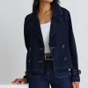 Among the Brave Western Indigo Cropped Denim Trench Coat