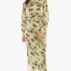 Leila + Luca Whimsical Khaki Smudge LS Midi Dress
