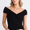 Stories be Told Whiskey Black Stretch Twist Front Top