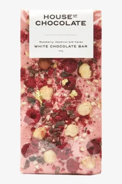 House of Chocolate White Chocolate, Raspberry and Hazelnut Bar