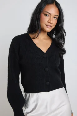 Among the Brave Wholesome Black Chunky Knit Cardigan