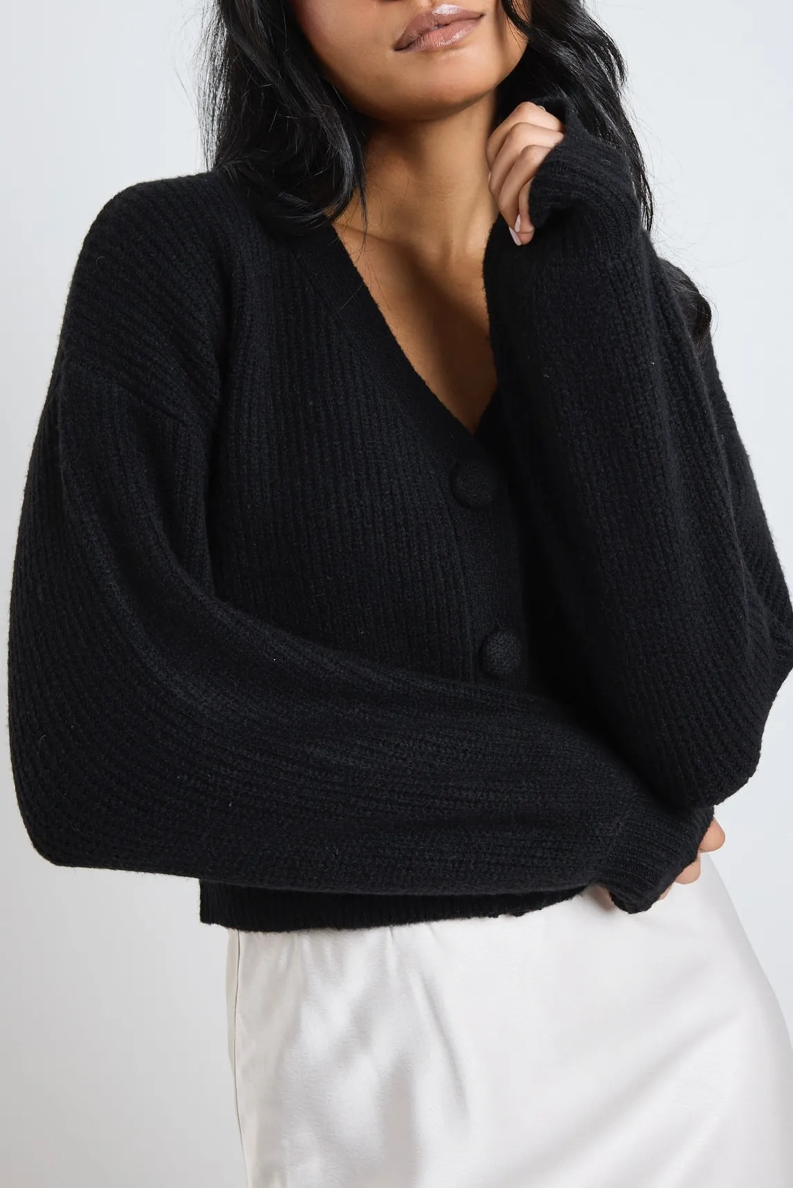 Among the Brave Wholesome Black Chunky Knit Cardigan