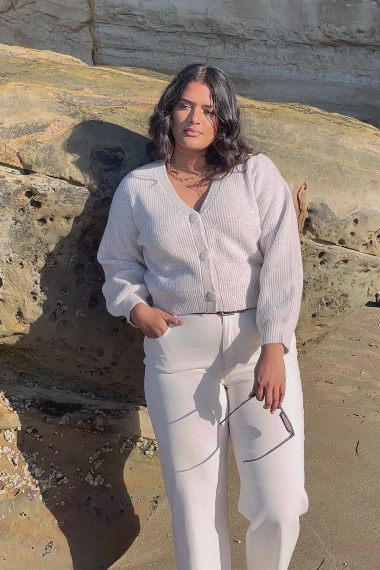 Among the Brave Wholesome Oat Chunky Knit Cardigan