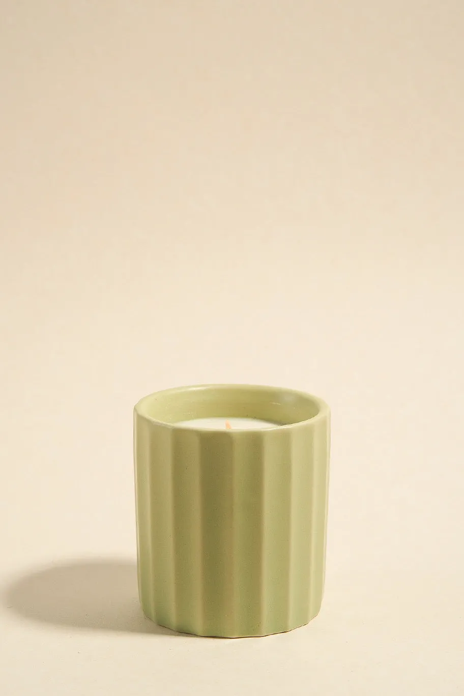 Flo's Home Wide Rib Sage Ceramic Scented Candle