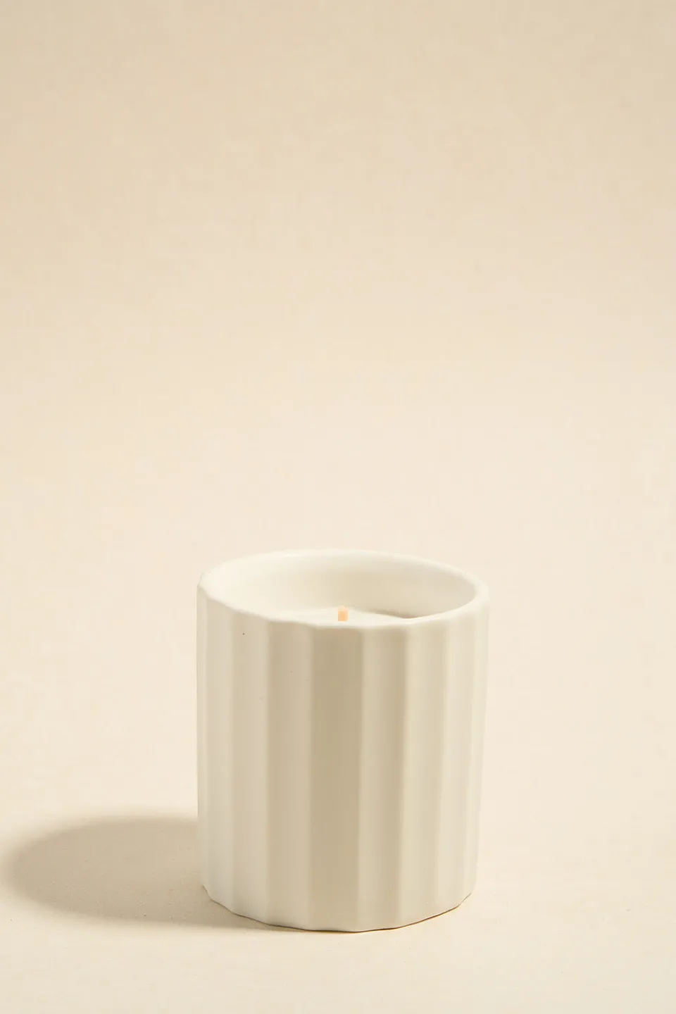 Flo's Home Wide Rib White Ceramic Scented Candle