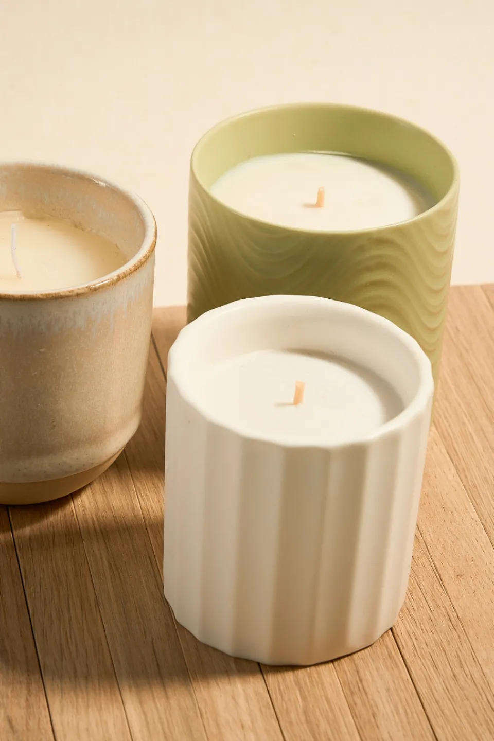 Flo's Home Wide Rib White Ceramic Scented Candle