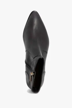 Nude Willow Black Leather Ankle Boot With Side Zip