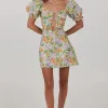 Charlie Holiday Willow Springtime Green Floral Mini Dress