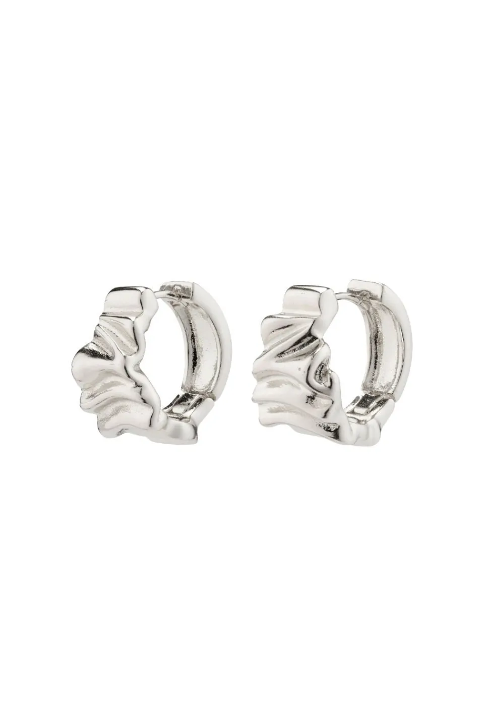 Pilgrim Willpower Wavy EOL Recycled Silver Plated Huggie Hoop Earrings