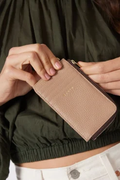 Saben Winona Taupe Leather Card Holder