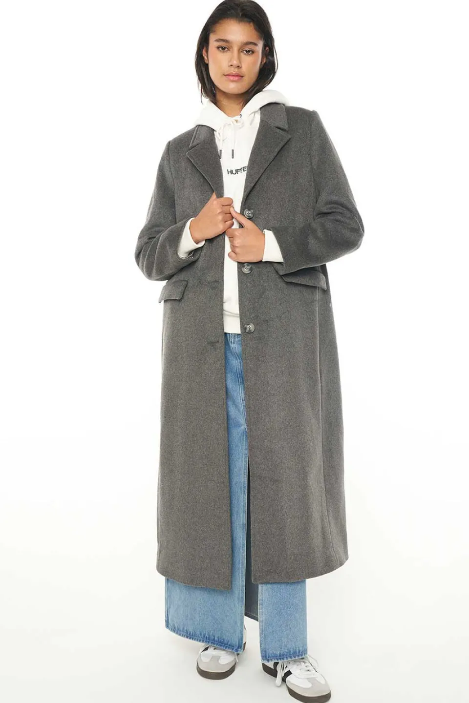 Huffer Wolf Granite Longline Coat